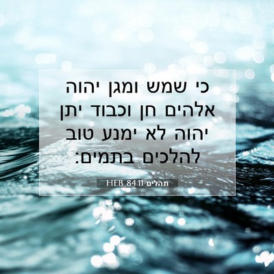 Picture 07 - תהלים 84:11 HEB - כי שמש ומגן יהוה אלהים חן - Bible Verse Picture
