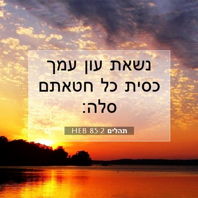 Picture 07 - תהלים 85:2 HEB - נשאת עון עמך כסית כל חטאתם - Bible Verse Picture