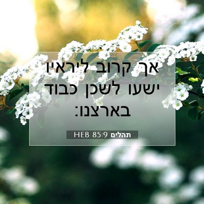 Picture 07 - תהלים 85:9 HEB - אך קרוב ליראיו ישעו לשכן - Bible Verse Picture