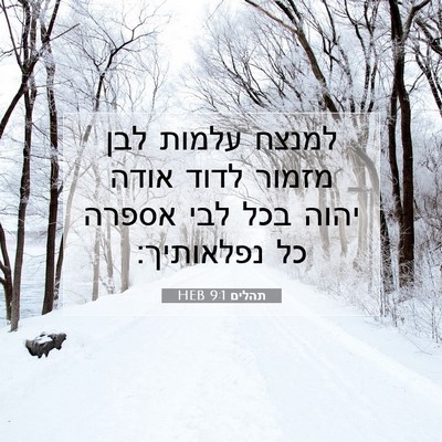 Picture 07 - תהלים 9:1 HEB - למנצח עלמות לבן מזמור לדוד - Bible Verse Picture