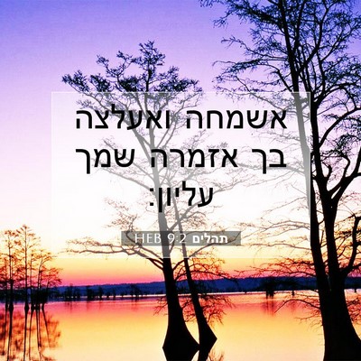 Picture 07 - תהלים 9:2 HEB - אשמחה ואעלצה בך אזמרה שמך - Bible Verse Picture