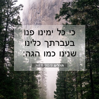 Picture 07 - תהלים 90:9 HEB - כי כל ימינו פנו בעברתך - Bible Verse Picture