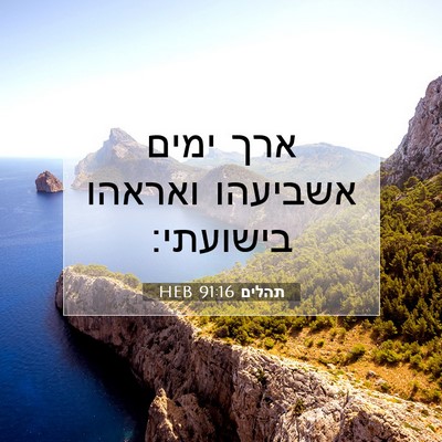 Picture 07 - תהלים 91:16 HEB - ארך ימים אשביעהו ואראהו - Bible Verse Picture