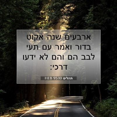 Picture 07 - תהלים 95:10 HEB - ארבעים שנה אקוט בדור ואמר - Bible Verse Picture
