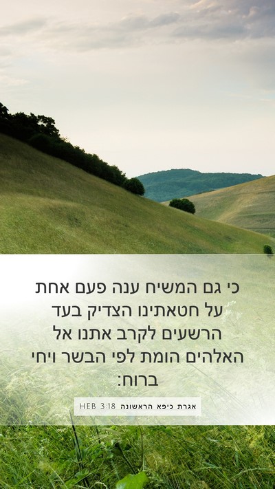 אגרת כיפא הראשונה 3:18 HEB Bible Verse Image