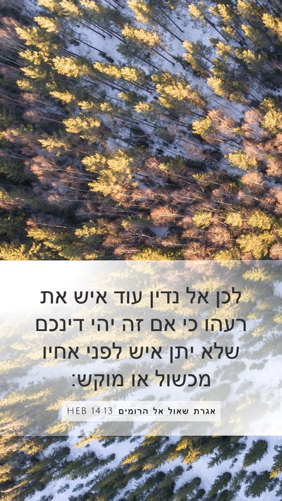 אגרת שאול אל הרומים 14:13 HEB Bible Verse Image