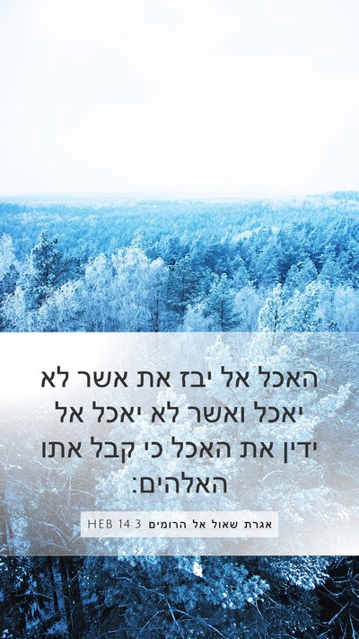 אגרת שאול אל הרומים 14:3 HEB Bible Verse Image