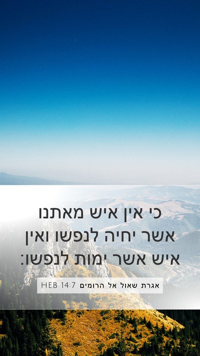 אגרת שאול אל הרומים 14:7 HEB Bible Verse Image
