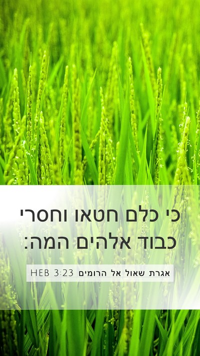 אגרת שאול אל הרומים 3:23 HEB Bible Verse Image