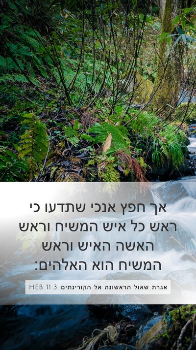 אגרת שאול הראשונה אל הקורינתים 11:3 HEB Bible Verse Image