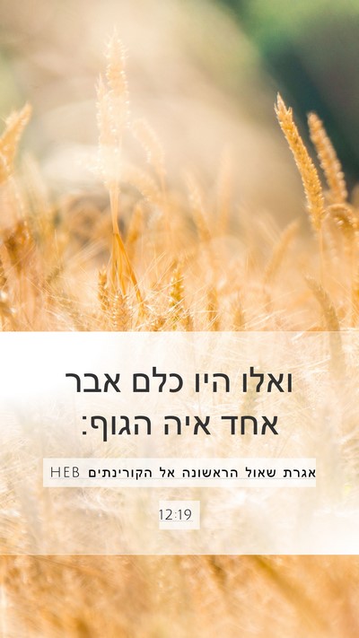 אגרת שאול הראשונה אל הקורינתים 12:19 HEB Bible Verse Image