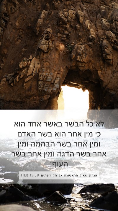 אגרת שאול הראשונה אל הקורינתים 15:39 HEB Bible Verse Image