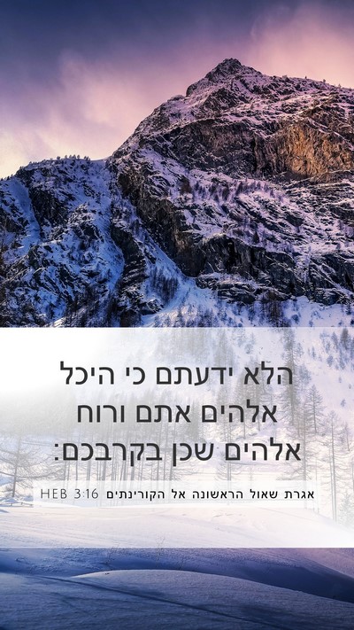 אגרת שאול הראשונה אל הקורינתים 3:16 HEB Bible Verse Image