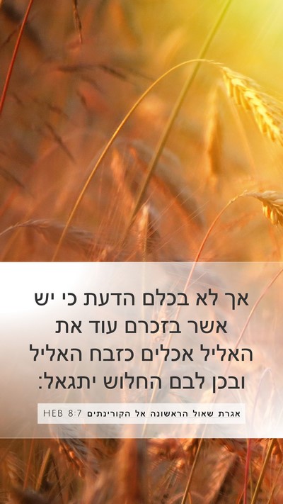 אגרת שאול הראשונה אל הקורינתים 8:7 HEB Bible Verse Image