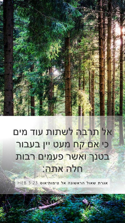 אגרת שאול הראשונה אל טימותיאוס 5:23 HEB Bible Verse Image