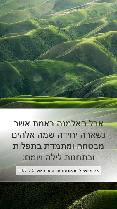 אגרת שאול הראשונה אל טימותיאוס 5:5 HEB Bible Verse Image