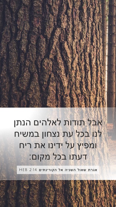 אגרת שאול השניה אל הקורינתים 2:14 HEB Bible Verse Image