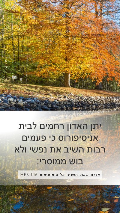 אגרת שאול השניה אל טימותיאוס 1:16 HEB Bible Verse Image