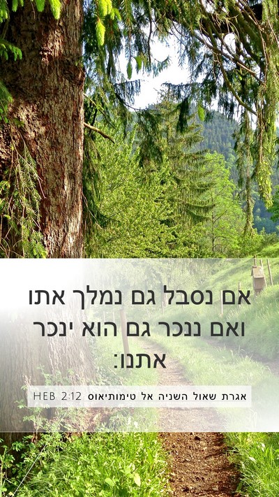 אגרת שאול השניה אל טימותיאוס 2:12 HEB Bible Verse Image