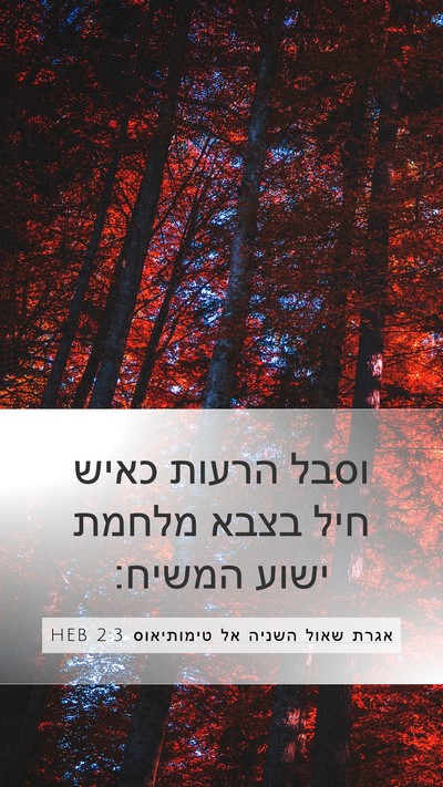 אגרת שאול השניה אל טימותיאוס 2:3 HEB Bible Verse Image