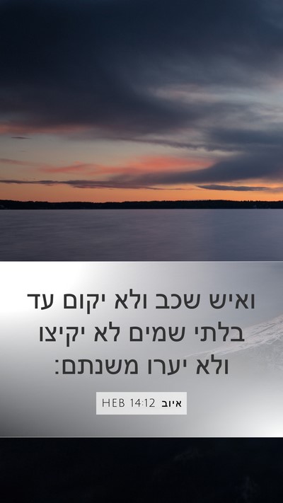 איוב 14:12 HEB Bible Verse Image