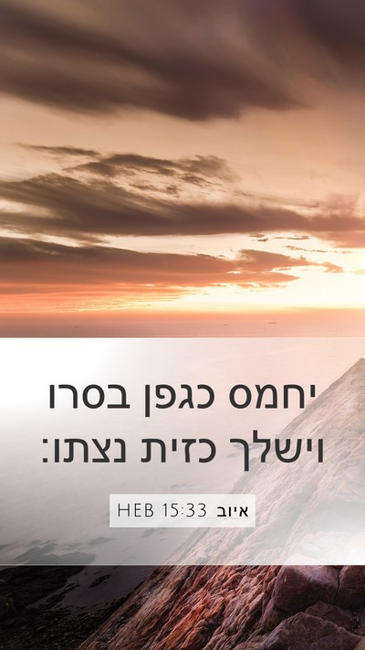איוב 15:33 HEB Mobile Phone Wallpaper - יחמס כגפן בסרו וישלך כזית - Mobile Bible Verse Wallpaper