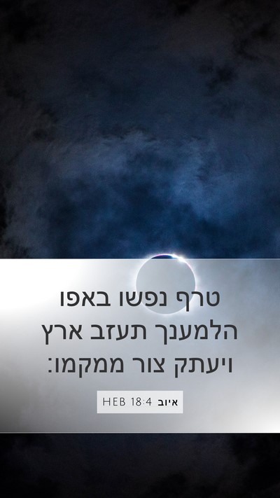 איוב 18:4 HEB Bible Verse Image