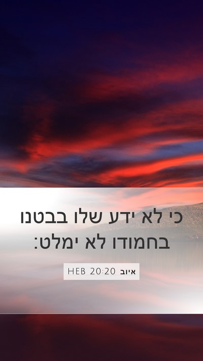 איוב 20:20 HEB Bible Verse Image