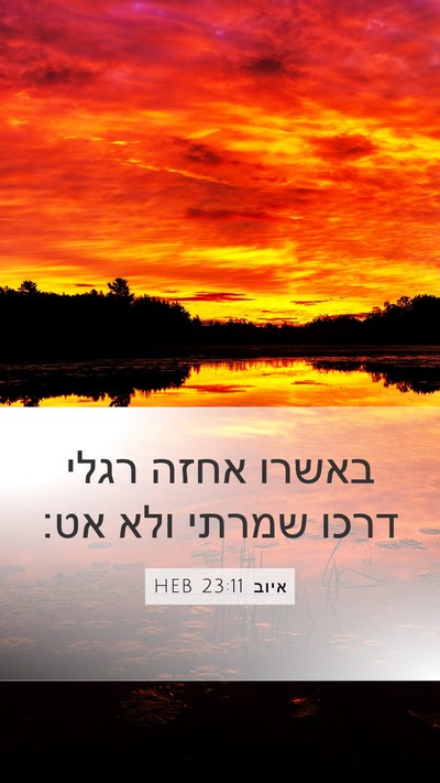 איוב 23:11 HEB Bible Verse Image