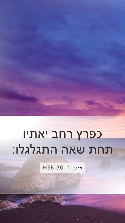 איוב 30:14 HEB Bible Verse Image