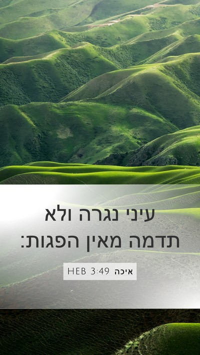 איכה 3:49 HEB Mobile Phone Wallpaper - עיני נגרה ולא תדמה מאין - Mobile Bible Verse Wallpaper