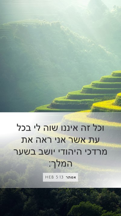אסתר 5:13 HEB Mobile Phone Wallpaper - וכל זה איננו שוה לי בכל עת - Mobile Bible Verse Wallpaper