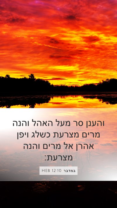 במדבר 12:10 HEB Mobile Phone Wallpaper - והענן סר מעל האהל והנה מרים - Mobile Bible Verse Wallpaper