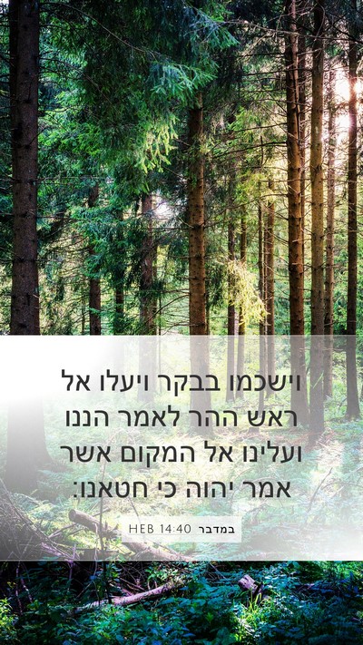 במדבר 14:40 HEB Mobile Phone Wallpaper - וישכמו בבקר ויעלו אל ראש - Mobile Bible Verse Wallpaper