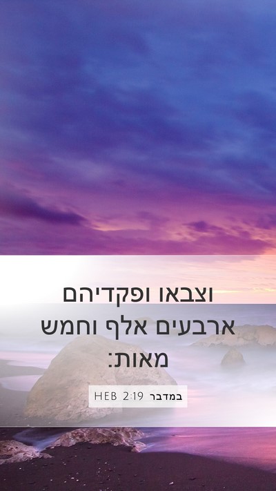 במדבר 2:19 HEB Mobile Phone Wallpaper - וצבאו ופקדיהם ארבעים אלף - Mobile Bible Verse Wallpaper
