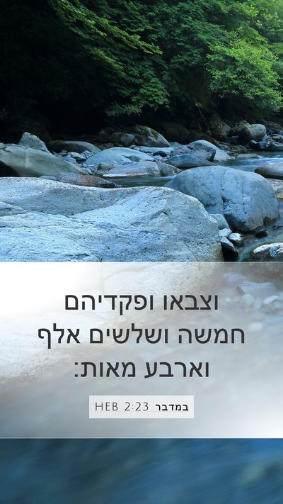 במדבר 2:23 HEB Mobile Phone Wallpaper - וצבאו ופקדיהם חמשה ושלשים - Mobile Bible Verse Wallpaper