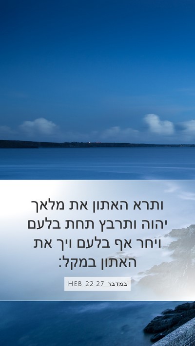 במדבר 22:27 HEB Mobile Phone Wallpaper - ותרא האתון את מלאך יהוה - Mobile Bible Verse Wallpaper
