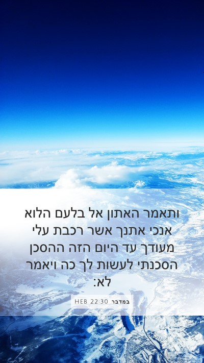 במדבר 22:30 HEB Mobile Phone Wallpaper - ותאמר האתון אל בלעם הלוא - Mobile Bible Verse Wallpaper