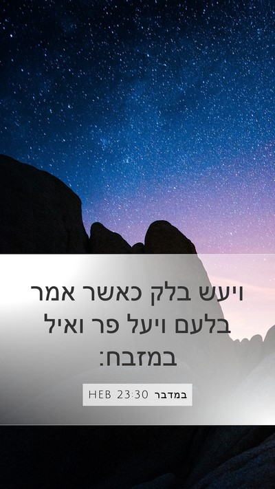 במדבר 23:30 HEB Mobile Phone Wallpaper - ויעש בלק כאשר אמר בלעם ויעל - Mobile Bible Verse Wallpaper