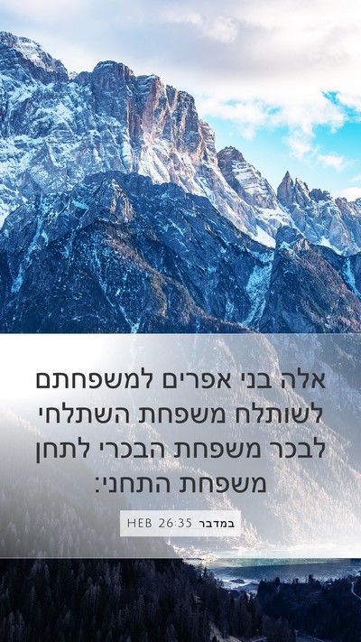 במדבר 26:35 HEB Mobile Phone Wallpaper - אלה בני אפרים למשפחתם - Mobile Bible Verse Wallpaper