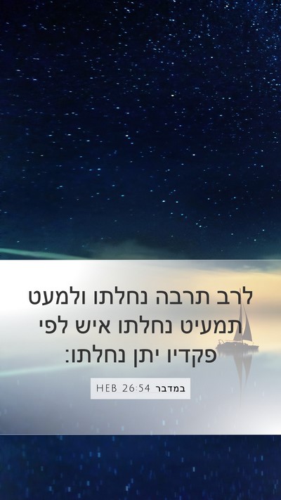 במדבר 26:54 HEB Mobile Phone Wallpaper - לרב תרבה נחלתו ולמעט תמעיט - Mobile Bible Verse Wallpaper