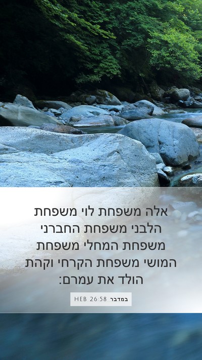 במדבר 26:58 HEB Mobile Phone Wallpaper - אלה משפחת לוי משפחת הלבני - Mobile Bible Verse Wallpaper