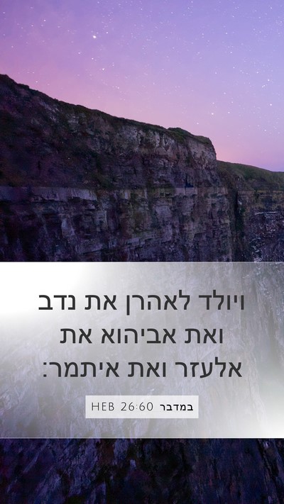 במדבר 26:60 HEB Mobile Phone Wallpaper - ויולד לאהרן את נדב ואת - Mobile Bible Verse Wallpaper