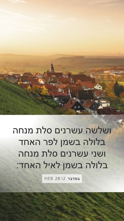 במדבר 28:12 HEB Bible Verse Image