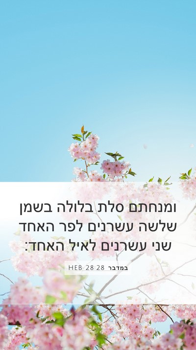 במדבר 28:28 HEB Mobile Phone Wallpaper - ומנחתם סלת בלולה בשמן שלשה - Mobile Bible Verse Wallpaper