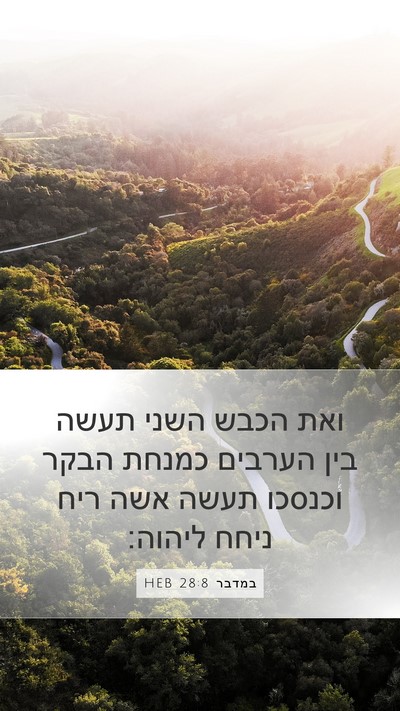 במדבר 28:8 HEB Mobile Phone Wallpaper - ואת הכבש השני תעשה בין - Mobile Bible Verse Wallpaper