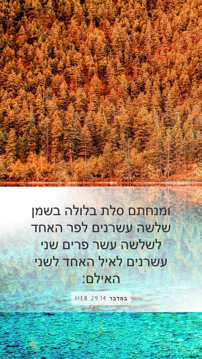במדבר 29:14 HEB Mobile Phone Wallpaper - ומנחתם סלת בלולה בשמן שלשה - Mobile Bible Verse Wallpaper