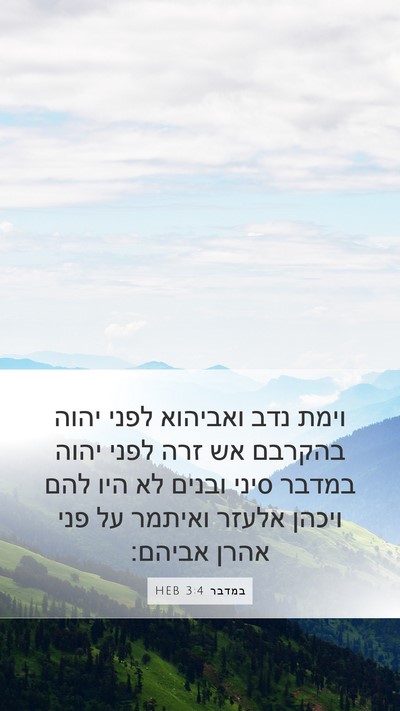 במדבר 3:4 HEB Mobile Phone Wallpaper - וימת נדב ואביהוא לפני יהוה - Mobile Bible Verse Wallpaper
