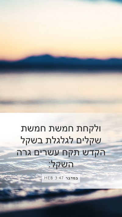 במדבר 3:47 HEB Mobile Phone Wallpaper - ולקחת חמשת חמשת שקלים - Mobile Bible Verse Wallpaper