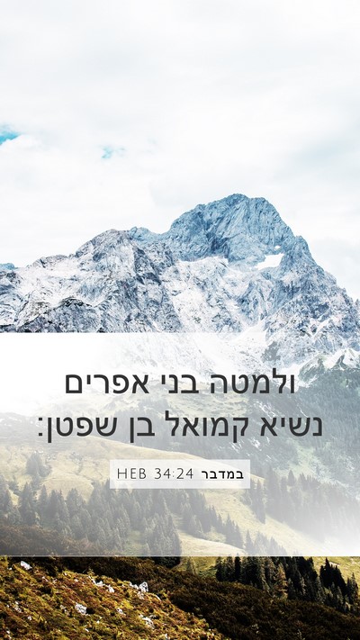 במדבר 34:24 HEB Mobile Phone Wallpaper - ולמטה בני אפרים נשיא קמואל - Mobile Bible Verse Wallpaper